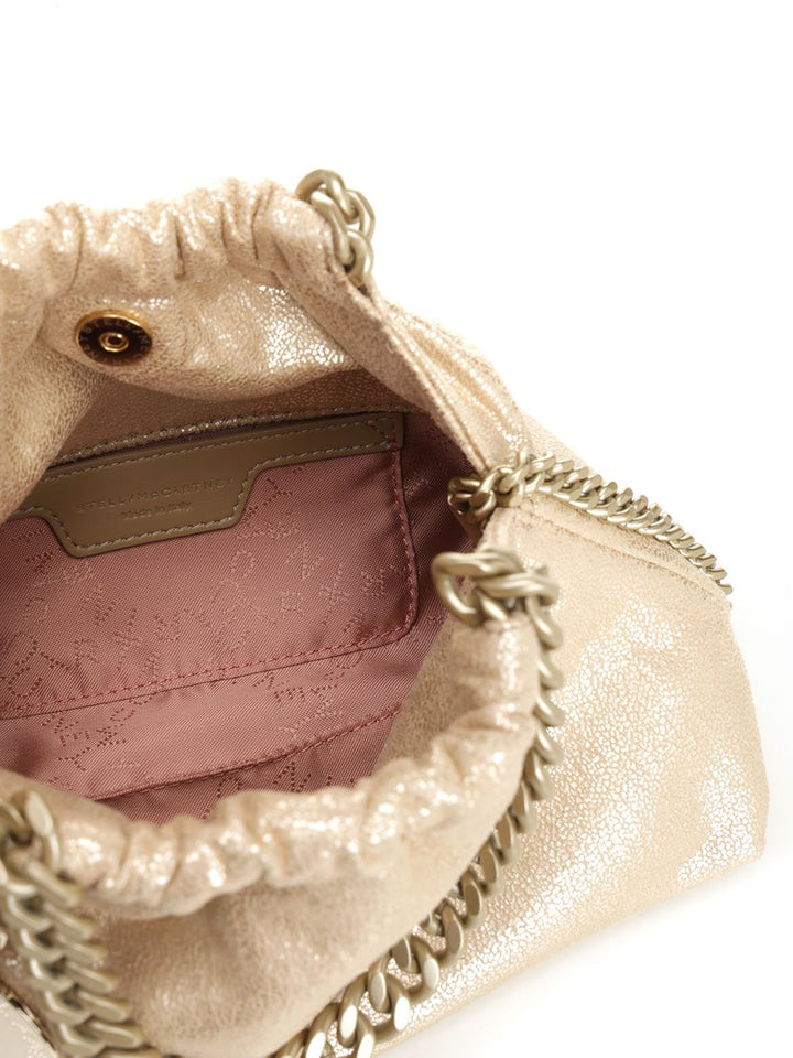 Stella Mccartney Falabella Mini Drawstring Bag Eco Shiny Dotted Chamois W/Tonal Chain - Airlite Shoulder Bags - Gold | 43aed96451087064e3e4e4f64fd174e63e9df959