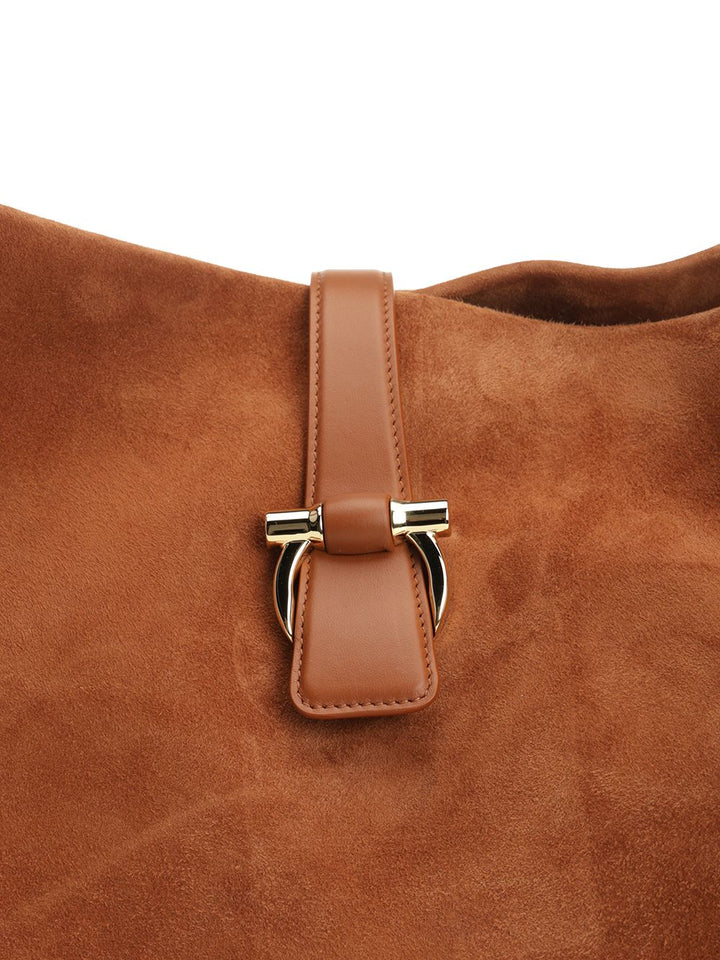 Ferragamo Medium Suede Bag Shoulder Bags - Beige | 9bdda47f922240b74d04926d72592301ad16e241