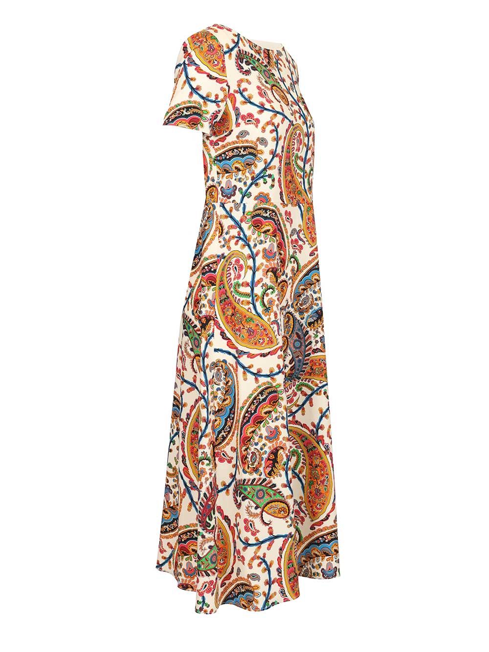 Etro Printed Short Sleeve Midi Dress Dresses - Multicolor | 92d3265aa44b615f5042fdd7e2d4c5d43c5bef56
