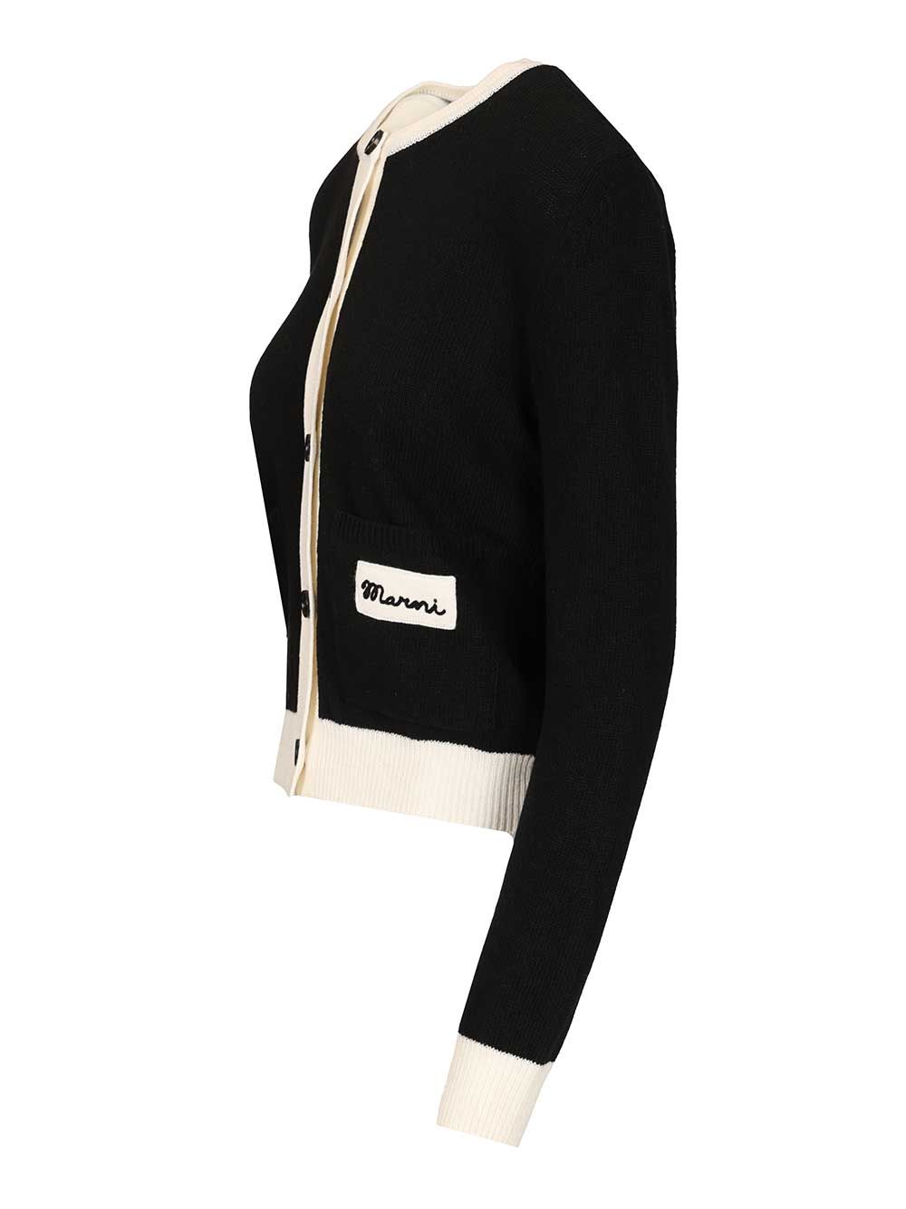Marni Crew Neck Cardigan Knitwear - Black | ae6d1b82bd5bda4f64c43c57d0011ab79035ff00