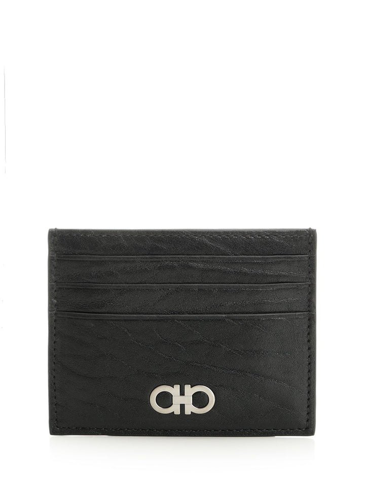 Ferragamo Card Holder Gancini Wallets - Black | d9048accdc43d18f30d1c40f2d53cd1865228124