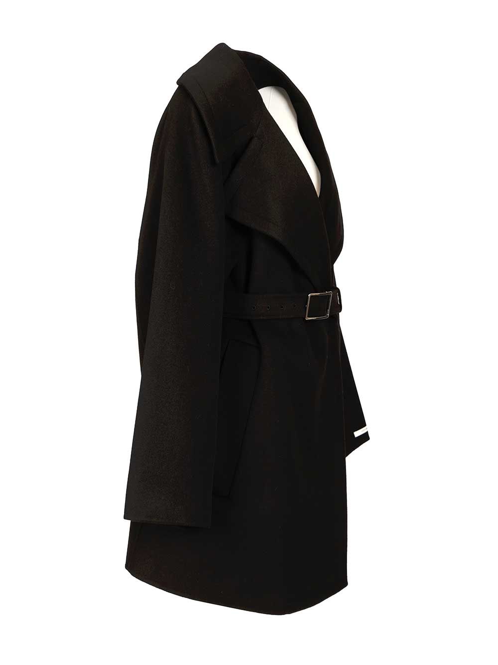 Sportmax Spxpagine Double Drap Wool Belted Caban Coats - Black | 57791e3218e395c2af2e8a5587bc1baca92e2443