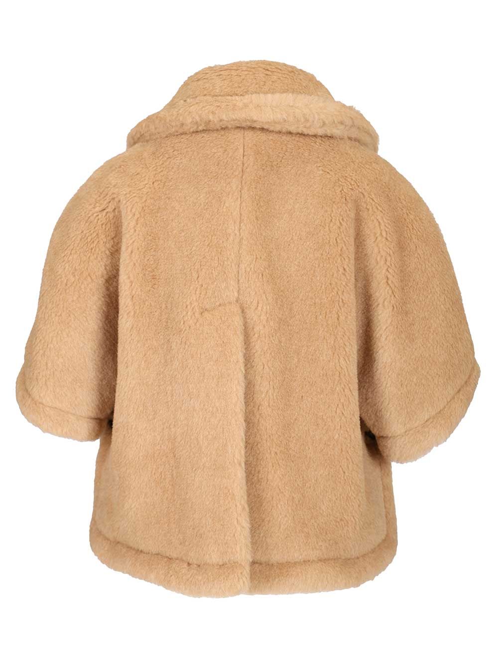 Max Mara Corvino4 Alpaca-Cashmere- Silk Teddy Cape Coats - Beige | 3eb455dbffaae2384eb6ea71ecd7b244dc3ed777