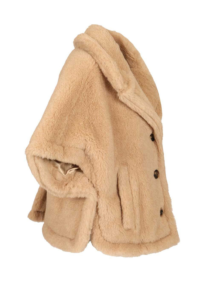 Max Mara Corvino4 Alpaca-Cashmere- Silk Teddy Cape Coats - Beige | 41f3588db3b827324901a69dfedc3d86178754c6