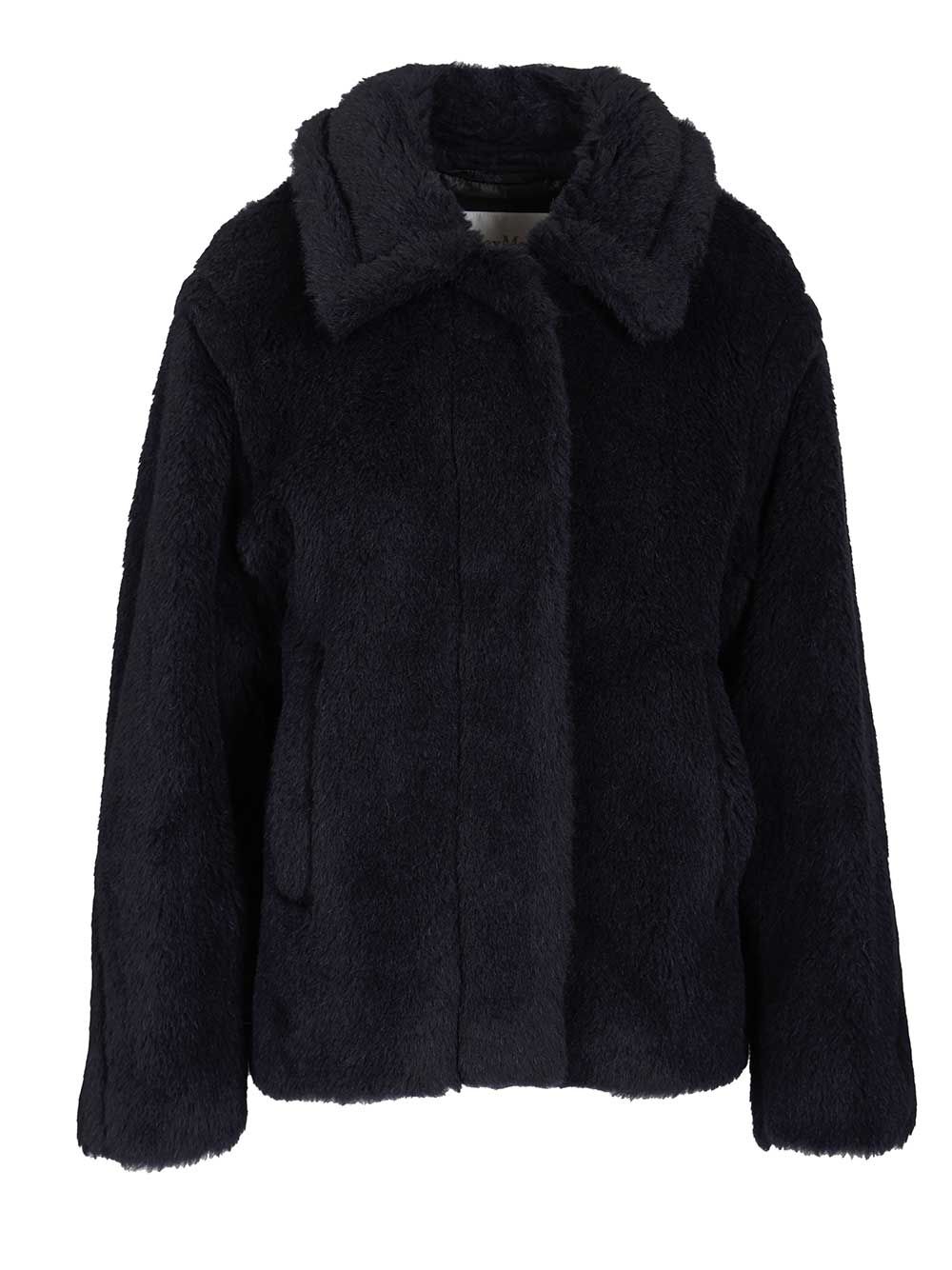 Max Mara Fuggito Short Teddy Single Breast Coat Coats - Blue | 902de51236f47aed8d112ab371ab58caec0cf2dc