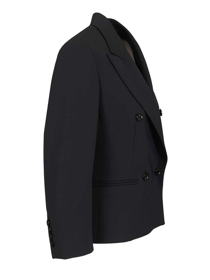 Max Mara Wool Canvas Crop Blazer Jackets - Blue | e7533da341638d0779e8b2cf468ba833a61aefe5
