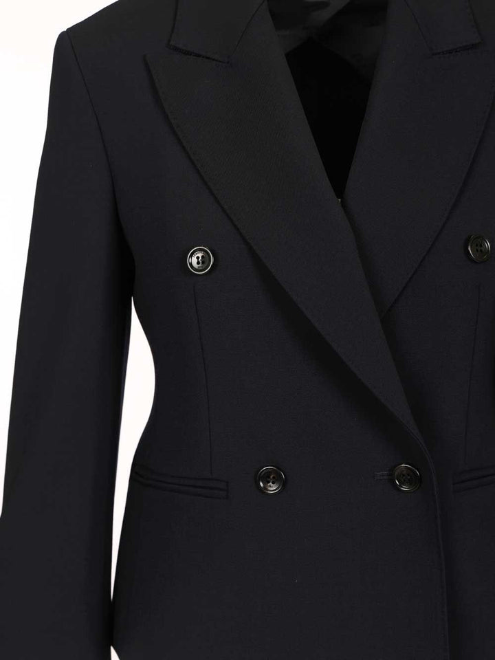 Max Mara Wool Canvas Crop Blazer Jackets - Blue | 10a01be57e7c83c5d0b4604e4904d71861cea771