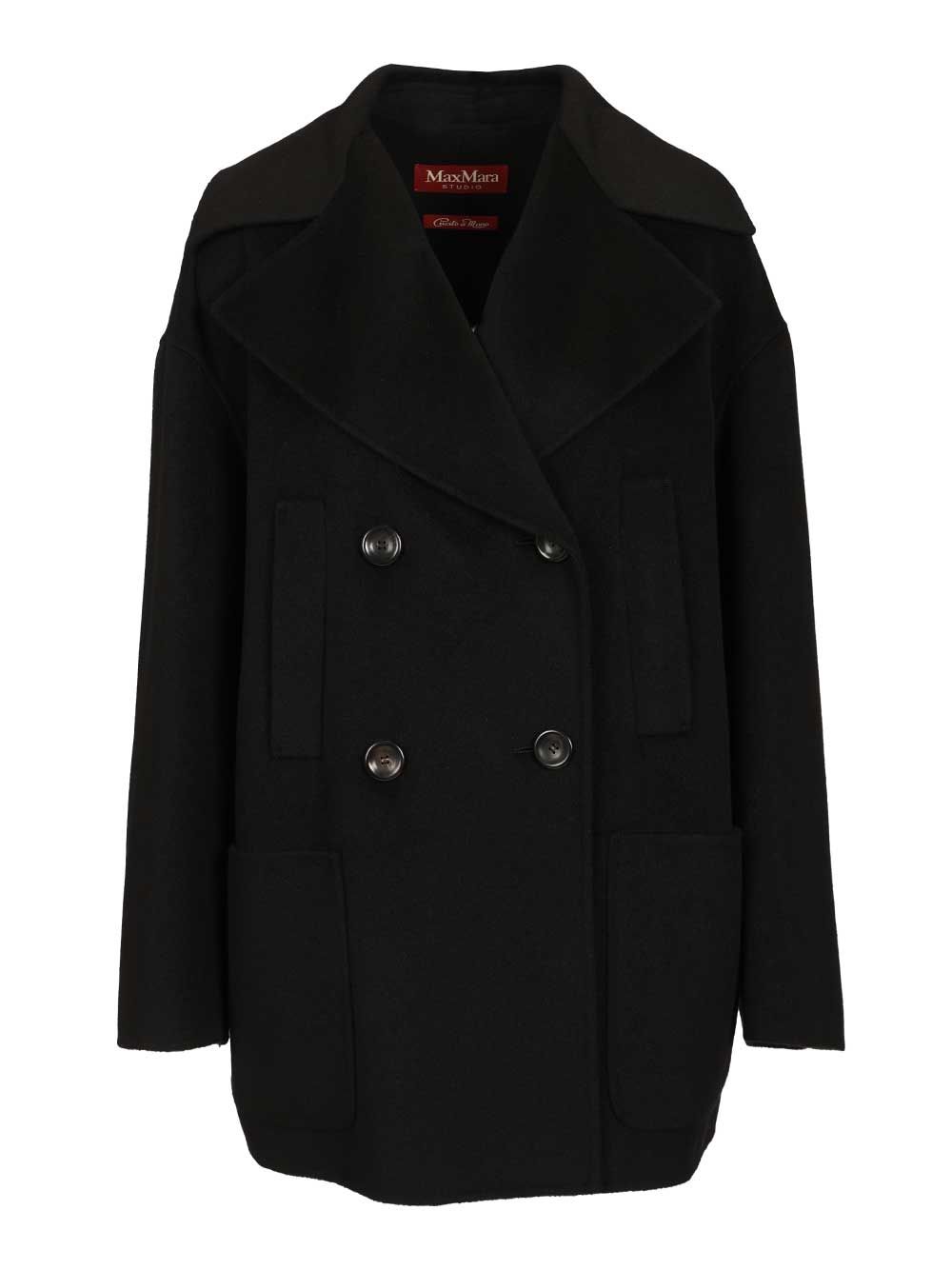 Max Mara Studio Double-Breasted Wool And Cashmere Jacket Coats - Black | 738440083433f97ce8b77118b65d24b629f2e680
