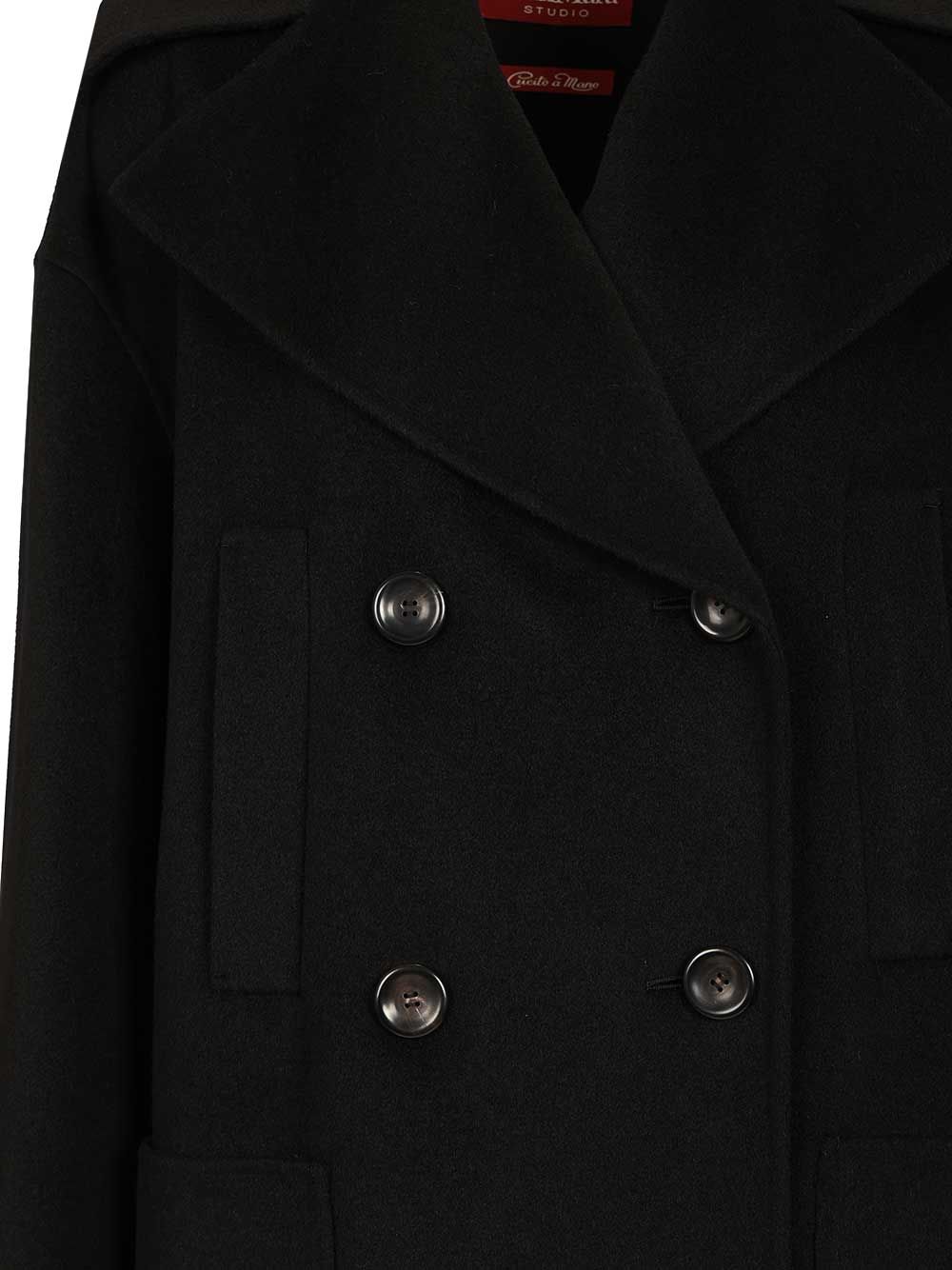 Max Mara Studio Double-Breasted Wool And Cashmere Jacket Coats - Black | fdb62bb8f9259eb801665744f73a592ae5e2849c