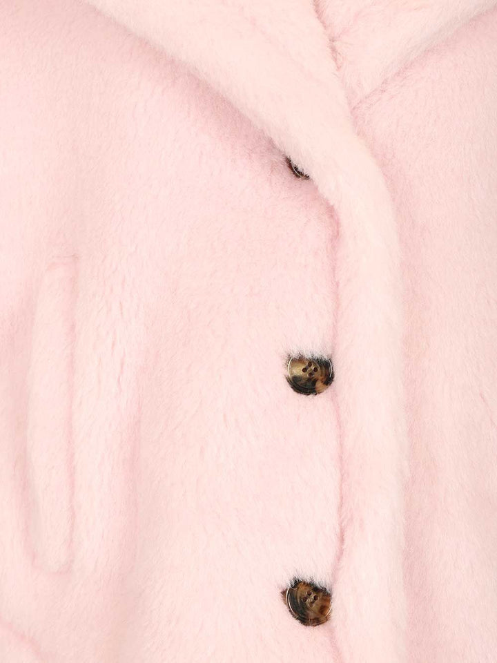 Max Mara Corvino1 Alpaca-Cashmere- Silk Teddy Cape Coats - Rose | 813a5d80bbb9f5661bec782e974aac428fd310e7