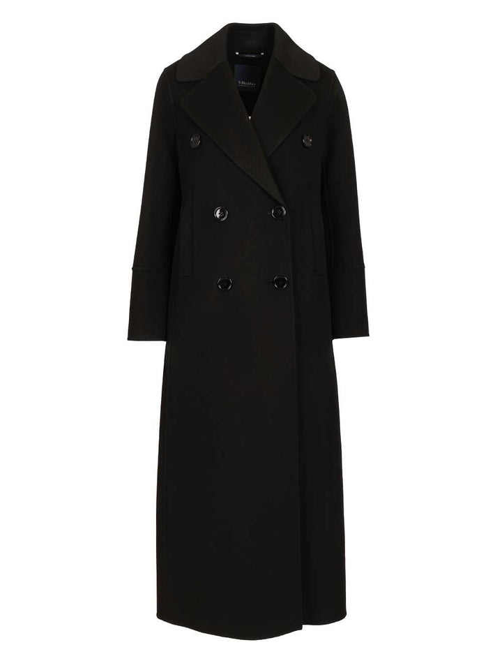 'S Max Mara Custodi Long Double Breasted Coat With Martingale Coats - Black | d1f8acce8f190164826020008ee221043cdaa421