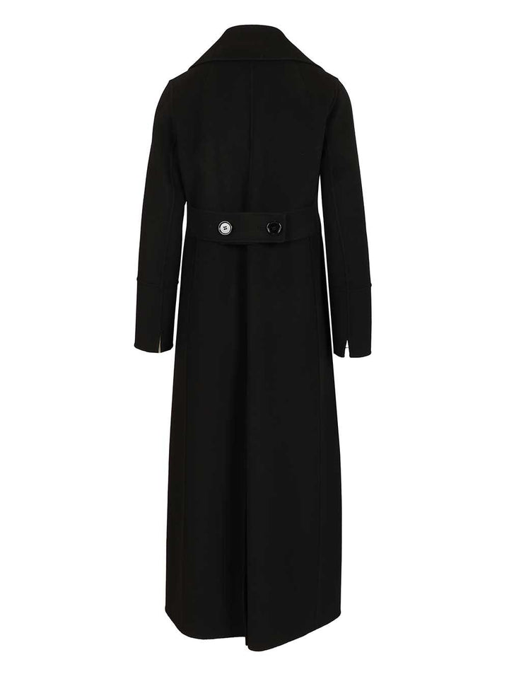'S Max Mara Custodi Long Double Breasted Coat With Martingale Coats - Black | 17279f4cd1bebefa24b8a3d8a05f3f566d4eb456
