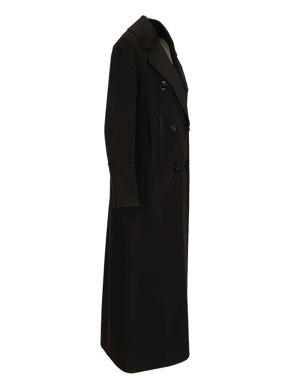 'S Max Mara Custodi Long Double Breasted Coat With Martingale Coats - Black | a0d8ffad1af04bd24e6c664f322f9eab3b9da49b