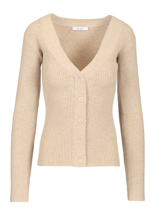Gioiosa Ribbed Cardigan Knitwear Beige