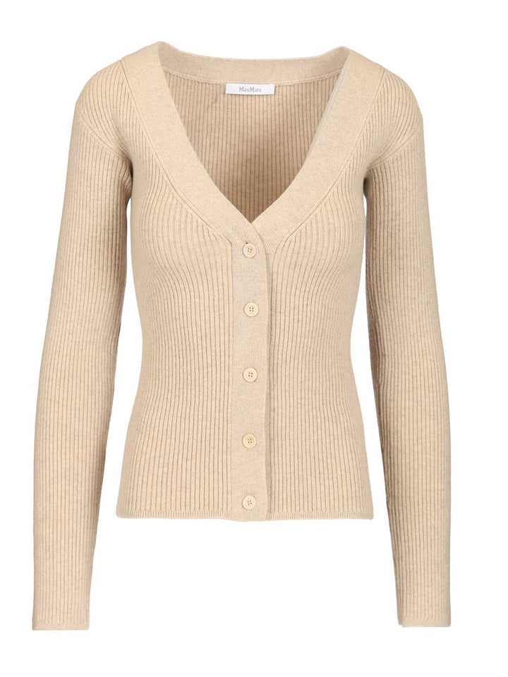 Max Mara Gioiosa Ribbed Cardigan Knitwear - Beige | 8273de24a8f3a6ce52bfe5a197b368306f4008ae