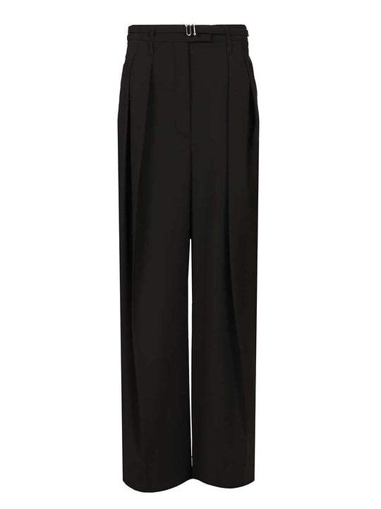 Wide-Leg In Stretch Wool Trousers Black