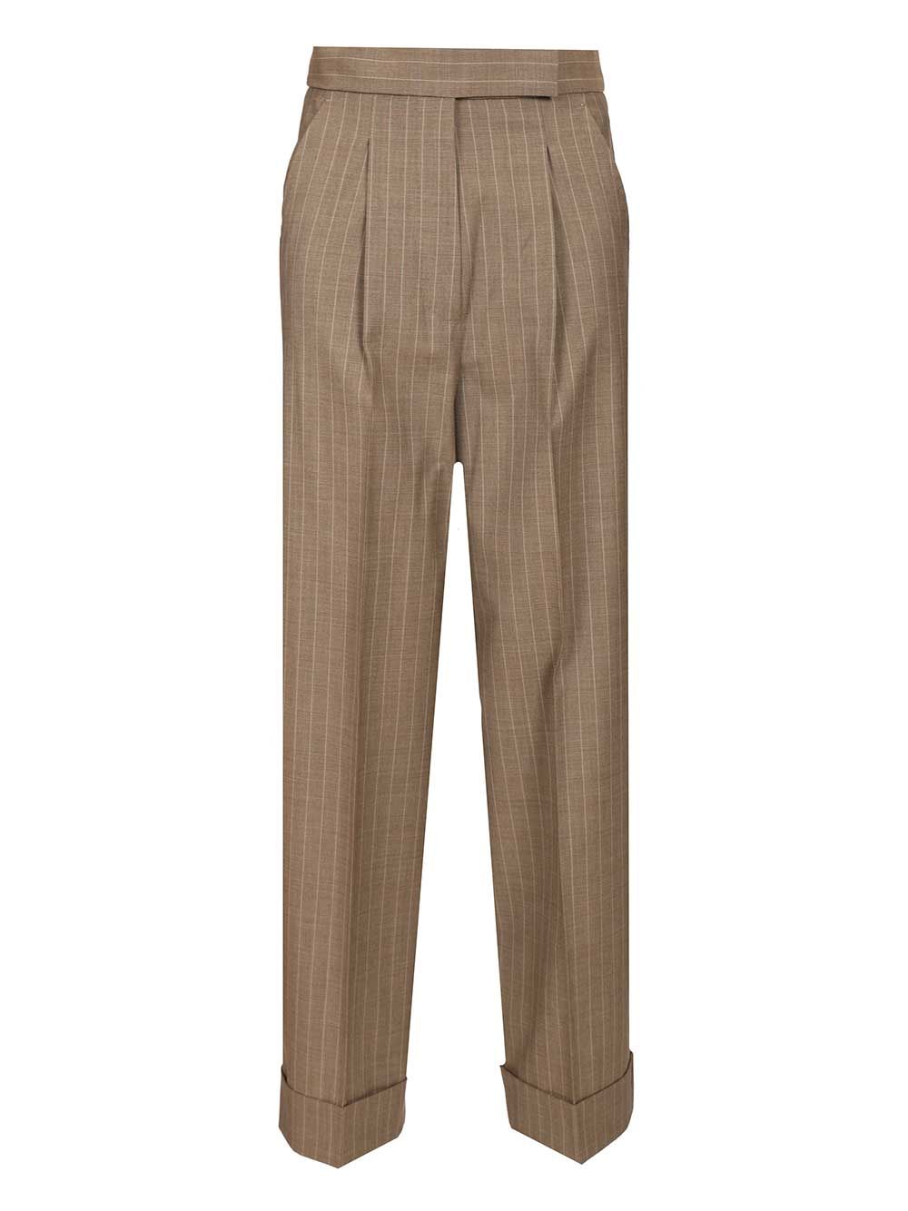 Max Mara Pinstriped Trousers - Brown | 6657403f986b220724b1decd592fd4ccd621143f