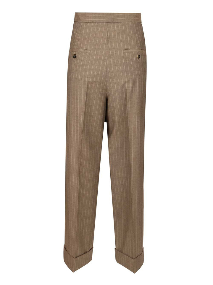 Max Mara Manetta Ankle Cuff Pinstripe Pants Trousers - Brown | 8490d643b4e3254f2eaa04ae7fc5802c78d2bc66