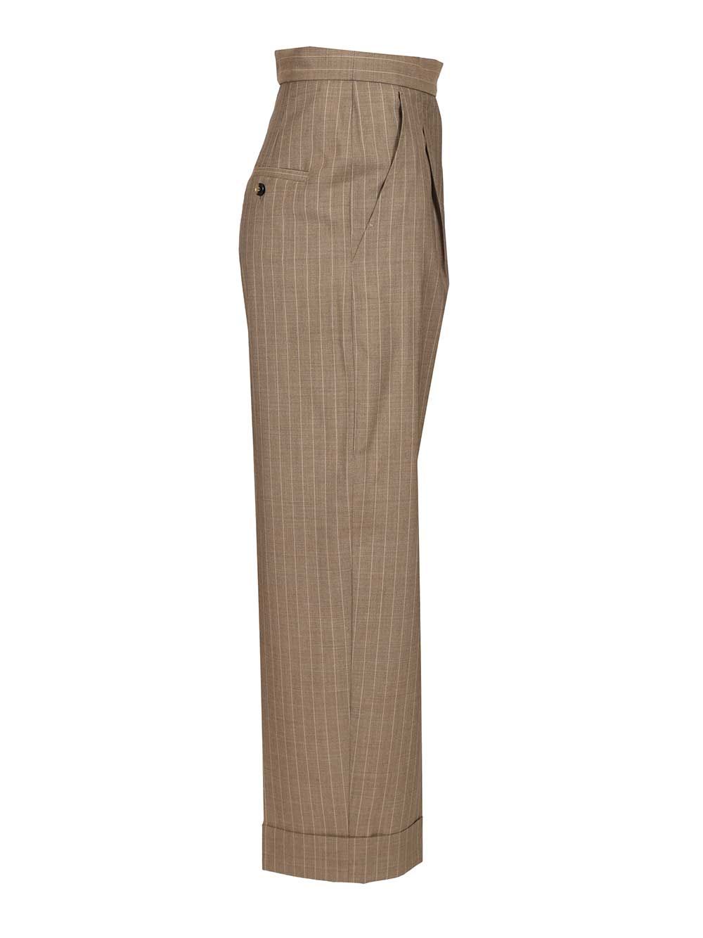 Max Mara Manetta Ankle Cuff Pinstripe Pants Trousers - Brown | cd8bf6292fe075a36ea9f5db9652a38e47166474