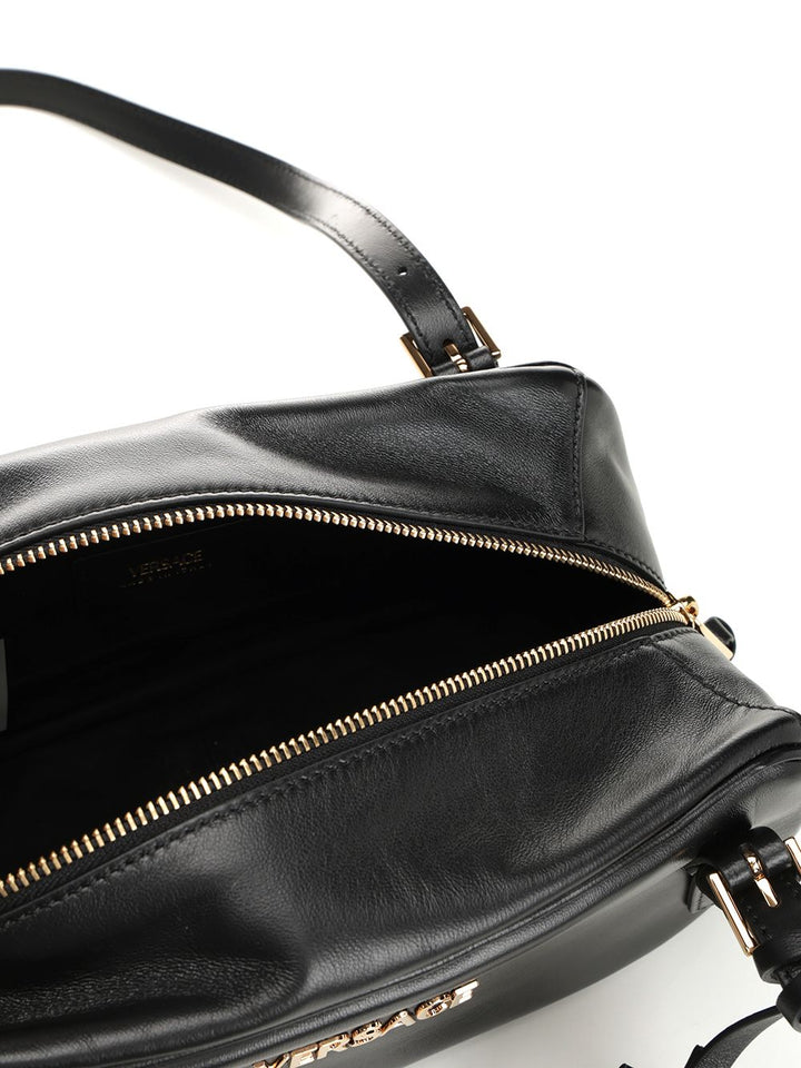Versace Versace Tag Bowling Bag In Nappa Leather Shoulder Bags - Black | c25e672b5983efe6f90d05b077e775ec2eb02142