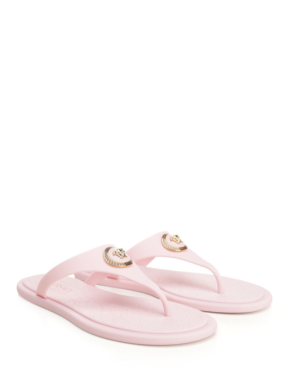 Versace Rubber Slides Sandals - Rose | 61a221aaca44faf9399a3587bf2855722b52a78e