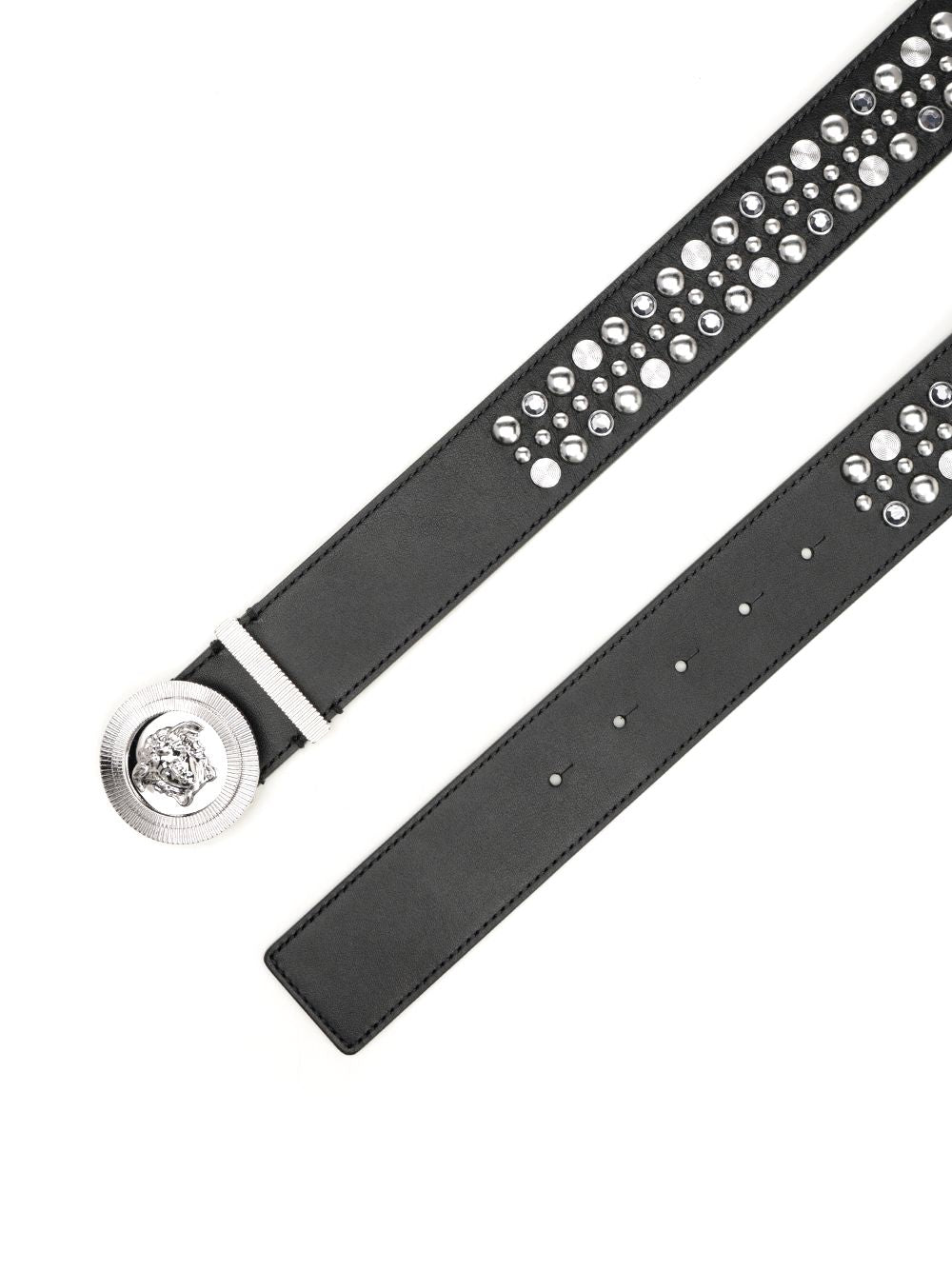 Versace Belt H.40 Lamb Leather  With Studs Belts - Black | 1152651a3a76a4cd285f6ffb7b7b746a0587d6fa