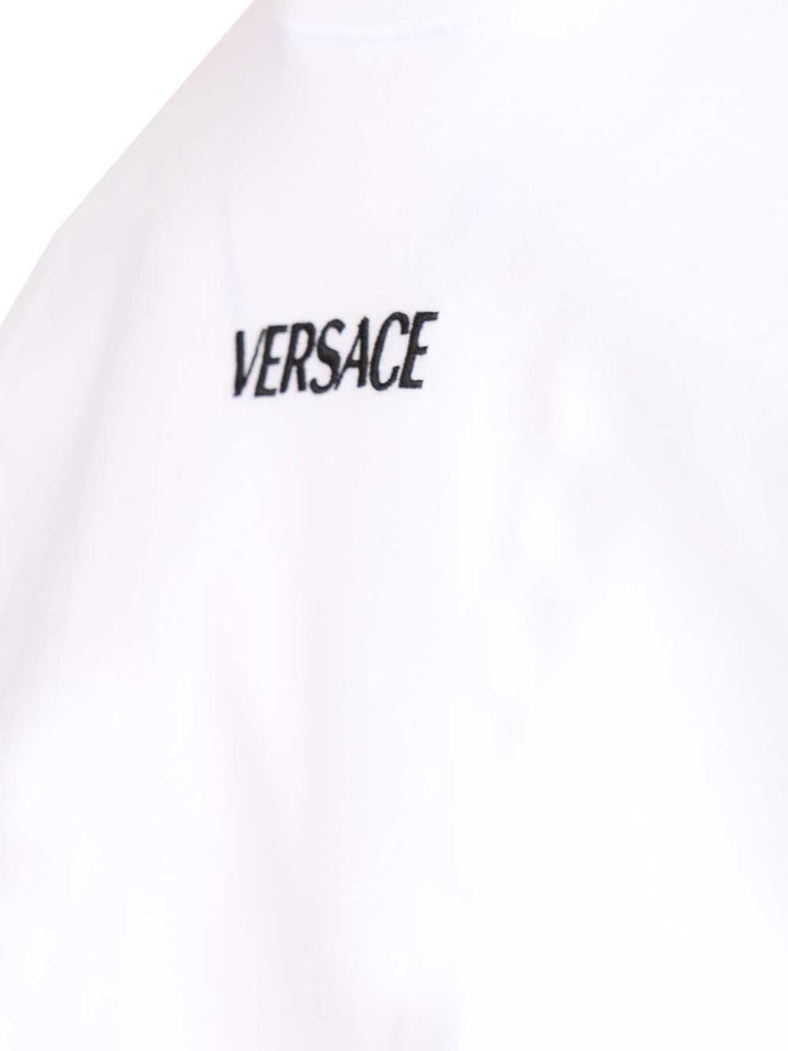 Versace Cotton Jersey Fabric + Versace Writing Embroidery T-Shirt - White | dd0d6e28adb2e9db1722549159437331d15b105a