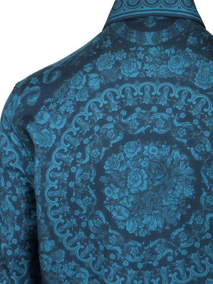 Versace Informal Shirt Silk Twill Fabric  Barocco 92 Print Shirts - Blue | fe8d099f0b9626b0a8145de8b8be3ca26e076a75