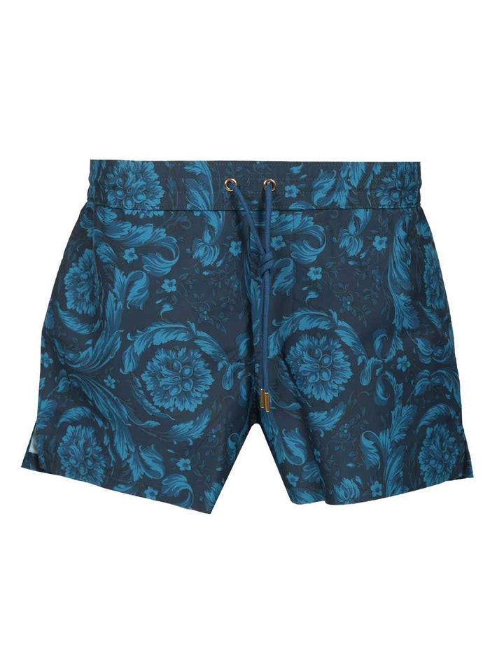 Versace Swim Boxer Nylon Golfo Recycled Fabric All Over Baroque Print Swimwear - Blue | 467bf046dd880008719341e6f26b5a42ce044025