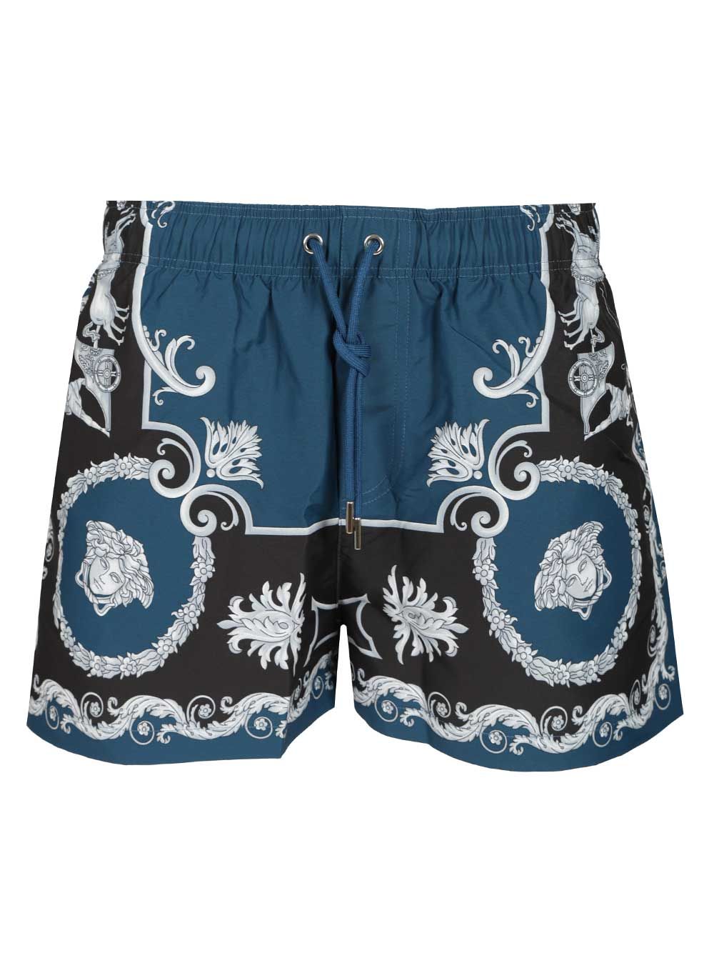 Versace Swim Shorts Tex Nylon Golfo Mythic Barocco Print Swimwear - Blue | 53b7a53e5864c27c2ff659bdebbe7c7d6576e972