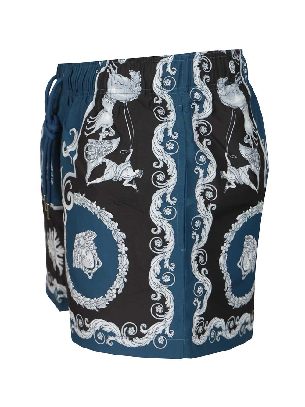 Versace Swim Shorts Tex Nylon Golfo Mythic Barocco Print Swimwear - Blue | e80566810c1e5ca9cf4bcea9b2097602b7499d46