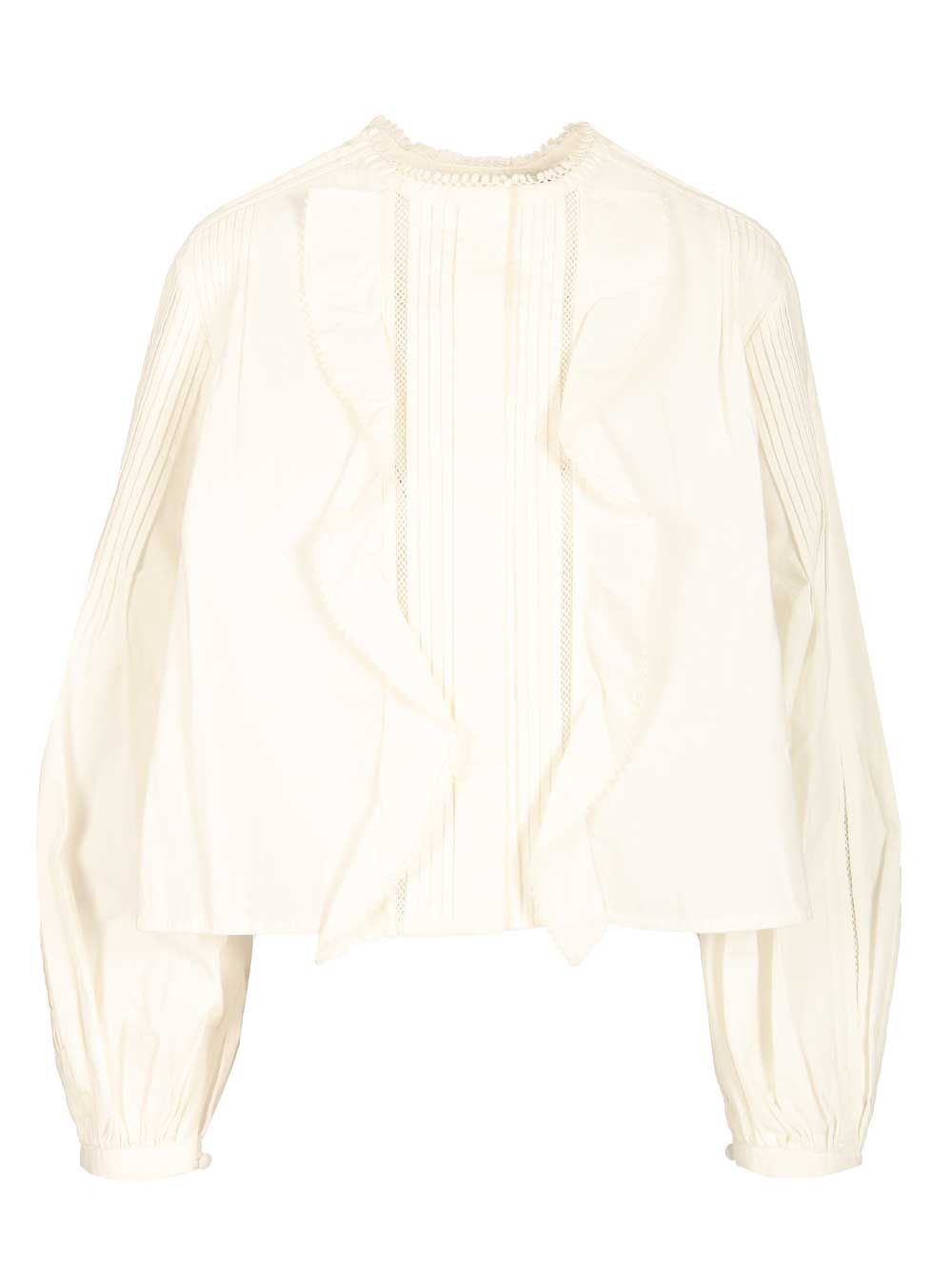 Isabel Marant Vicotrian Cotton Blouse Shirts - White | fbc7ed2cb5499e4c0d4a9f10bb3ea143f55775b2