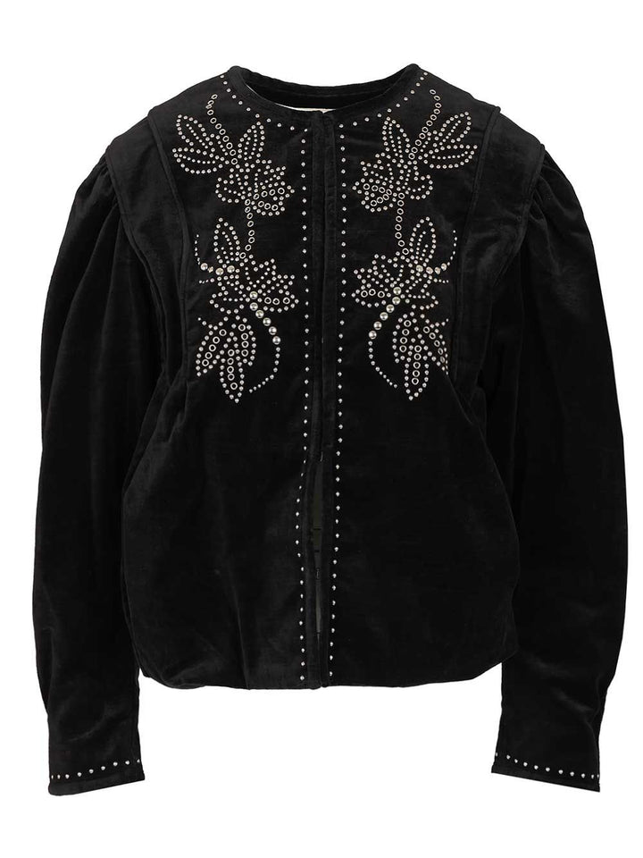 Isabel Marant Studded Velvet Blouse Shirts - Black | 46a6ea02f06fd7a9675a5fe64ee54fe4cc5b284d