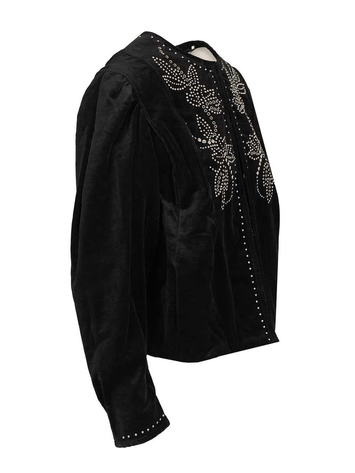 Isabel Marant Studded Velvet Blouse Shirts - Black | 82cde7c22dfe7450c5f39cc451a4431fe5ded878