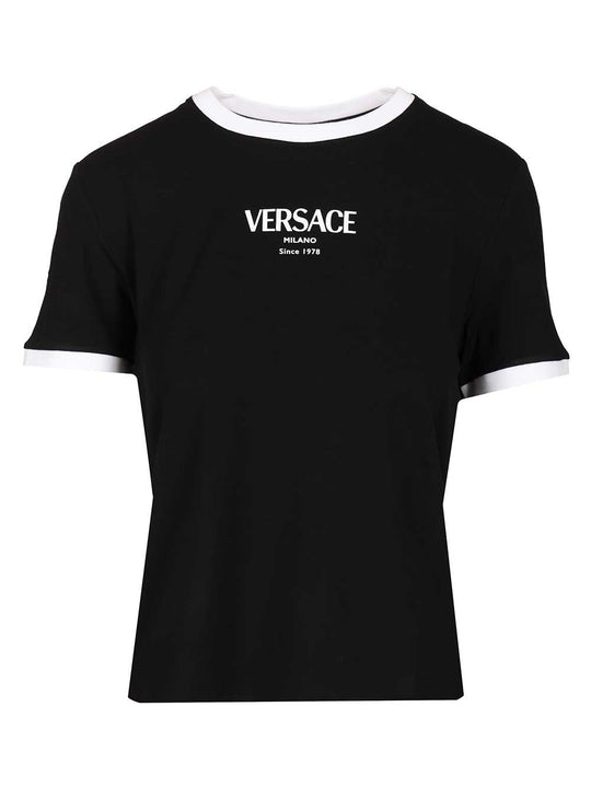 Versace Logo Responsible Viscose Stretch Jersey T-Shirt Black