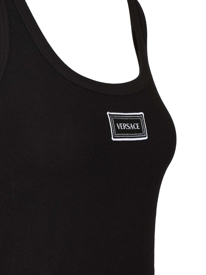 Versace Tank Top Gots Cotton Rib Stretch Tops - Black | 50fe955912083a4a3bdf52c12e221a2bfce0cd2f