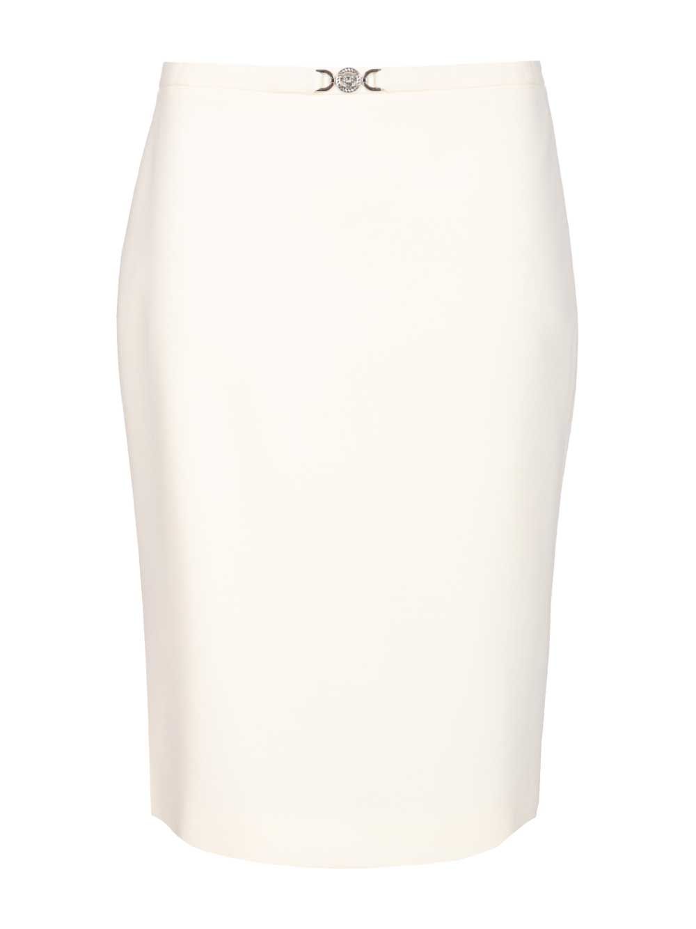 Versace Midi Skirt In Double Wool Crêpe Skirts - White | 080115fe21285e58e4c3af98cba5414a5494fb01