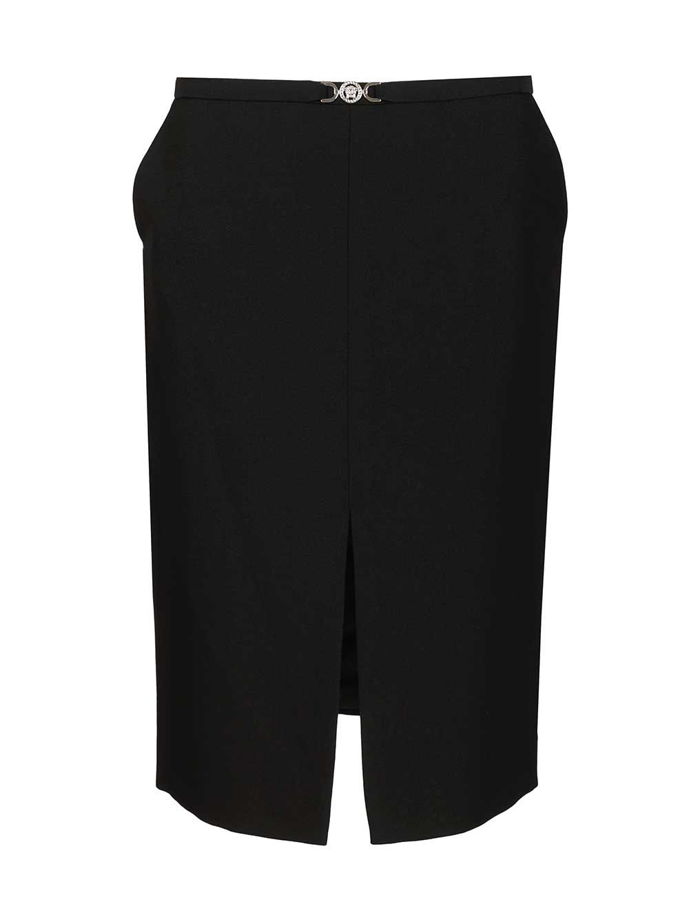 Versace Midi Skirt In Double Wool Crêpe Skirts - Black | 4c757daa6127695187d9188ce67a20f068d45c69