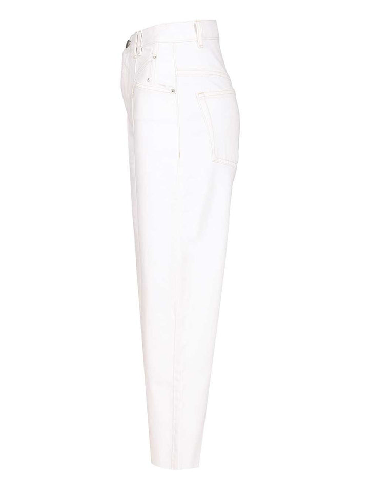 Isabel Marant Drolane 5 Pocket Denim With Panel Jeans - White | 6e8cdeff46ed4e64405ffe8913871a25cb4873ea