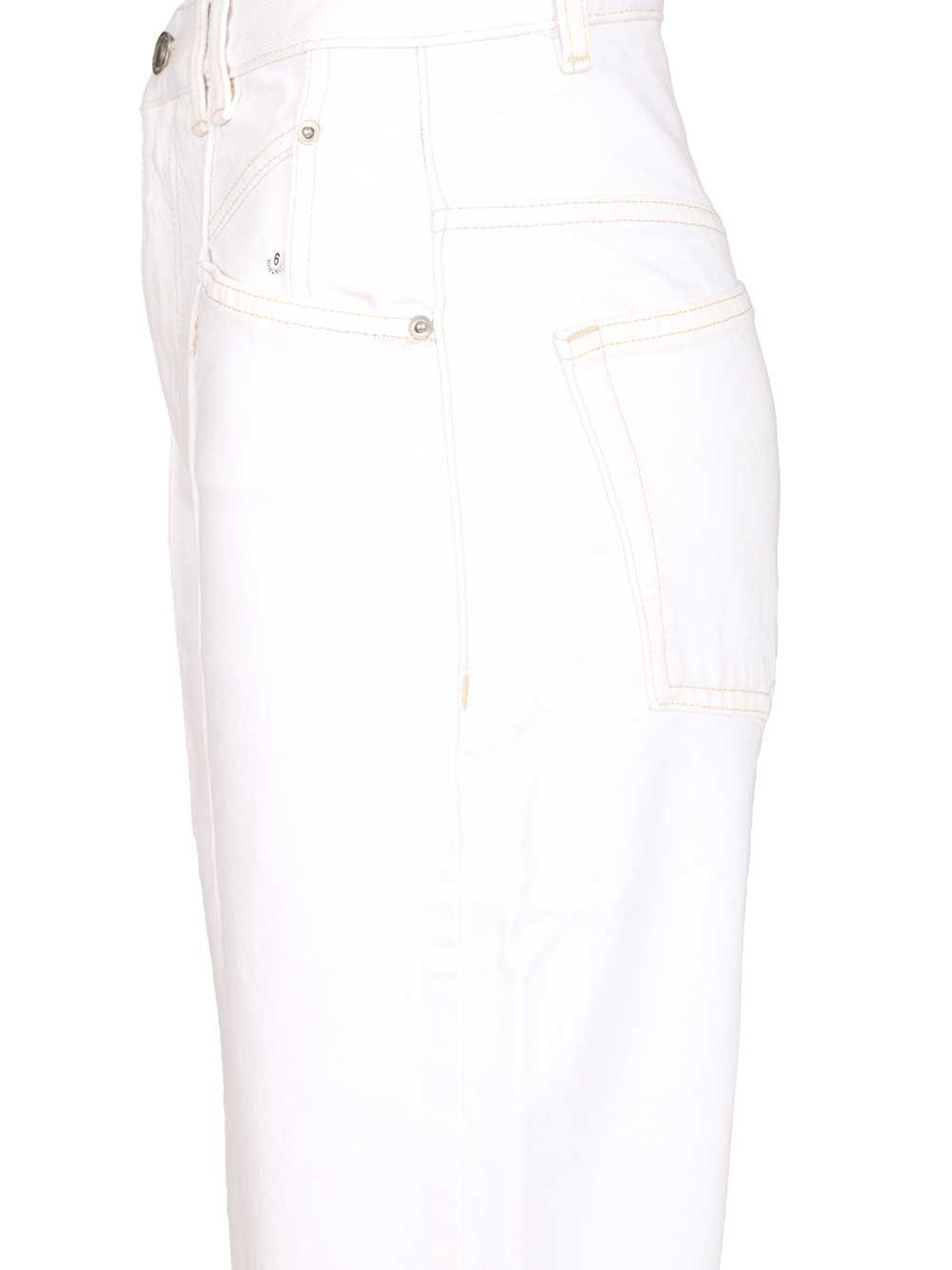 Isabel Marant Drolane 5 Pocket Denim With Panel Jeans - White | 68d796ba31a10e1ce675d649c75c374c9383b902