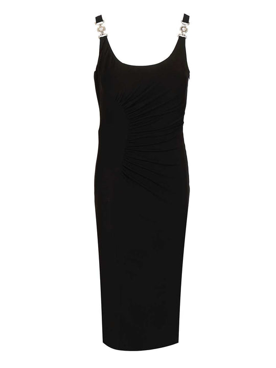 Draped Sleeveless Midi Dress Dresses Black