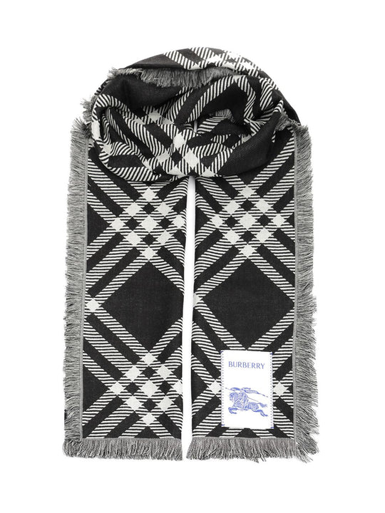 Wide Silk And Wool Scarf Scarves And Foulards Black