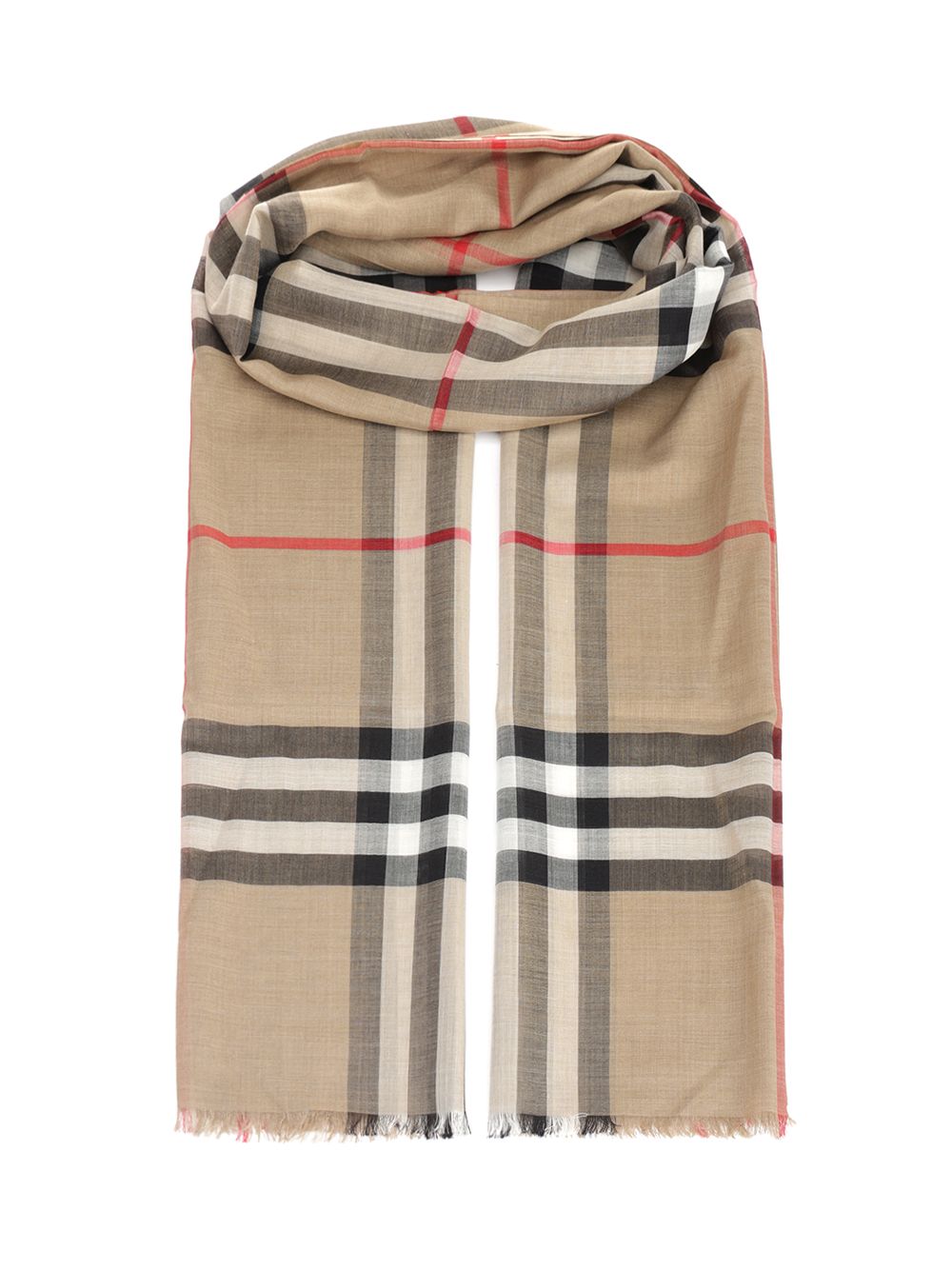 Burberry Scarf In Light Wool And Silk Scarves And Foulards - Brown | 6097b4516723a19a013f576a8d85974eaf056f64