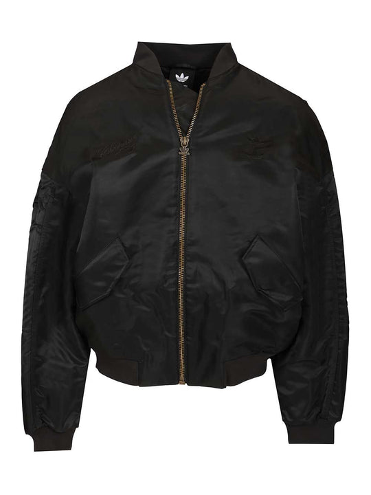 Satin Bomber Jacket Jackets Black