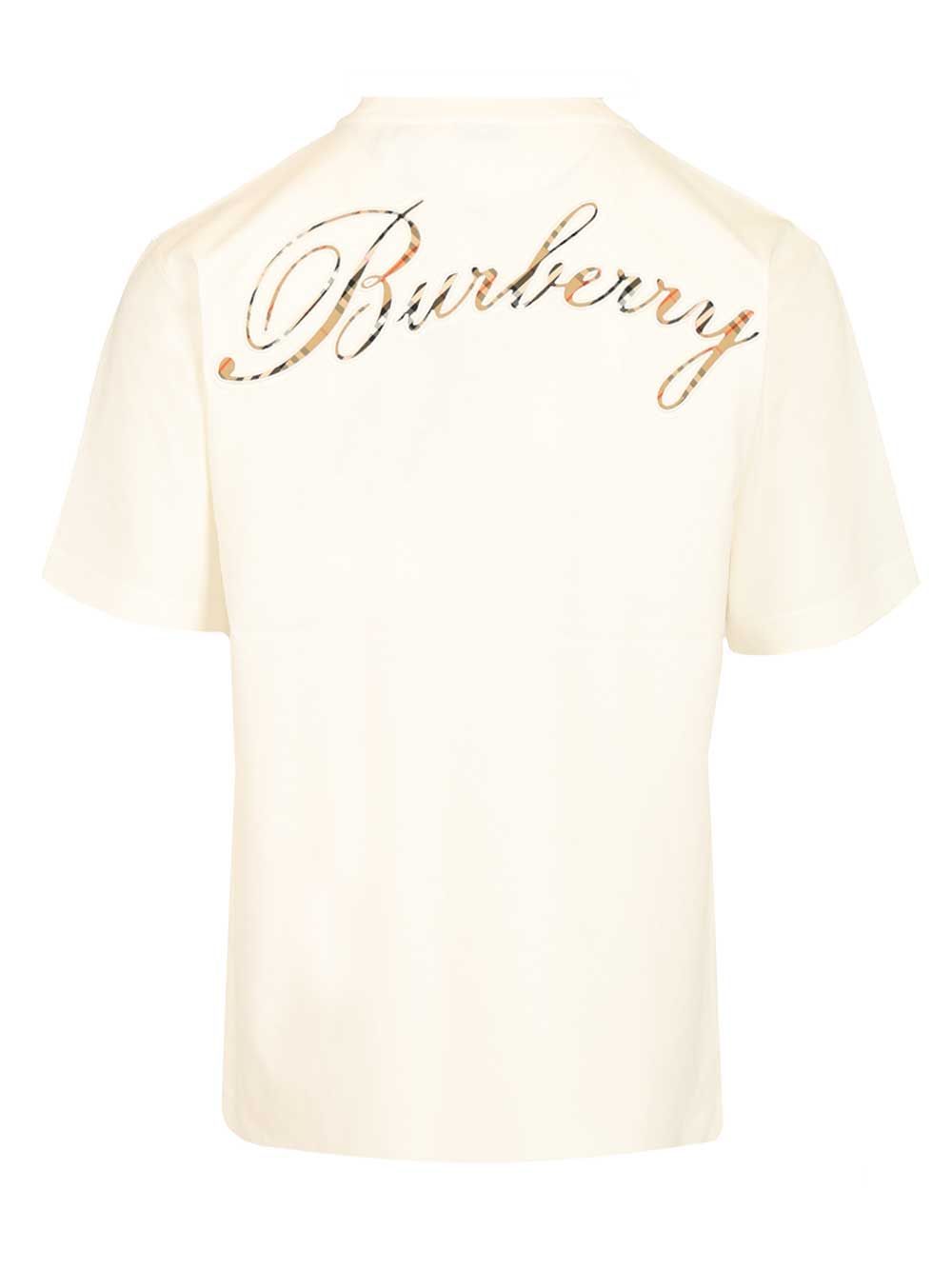Burberry With Embroidered Burberry Logo T-Shirt - White | 65b1ecc92e59c6f20c539b71bde07b8bcac4db36
