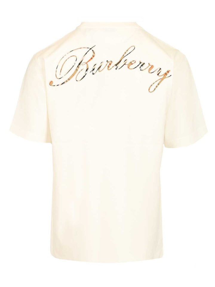 Burberry With Embroidered Burberry Logo T-Shirt - White | 65b1ecc92e59c6f20c539b71bde07b8bcac4db36