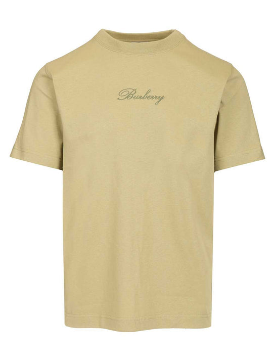 With Embroidered Burberry Logo T-Shirt Green