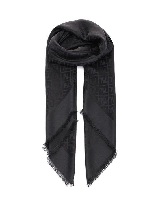 Silk And Wool Shawl Scarves And Foulards Black