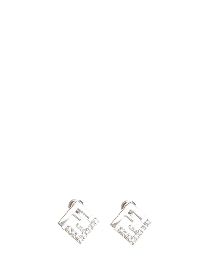 Fendi Ff Earrings With Crystals Jewelry - Silver | 8af19f50c56a6e5f77117e444308f5706214fb72