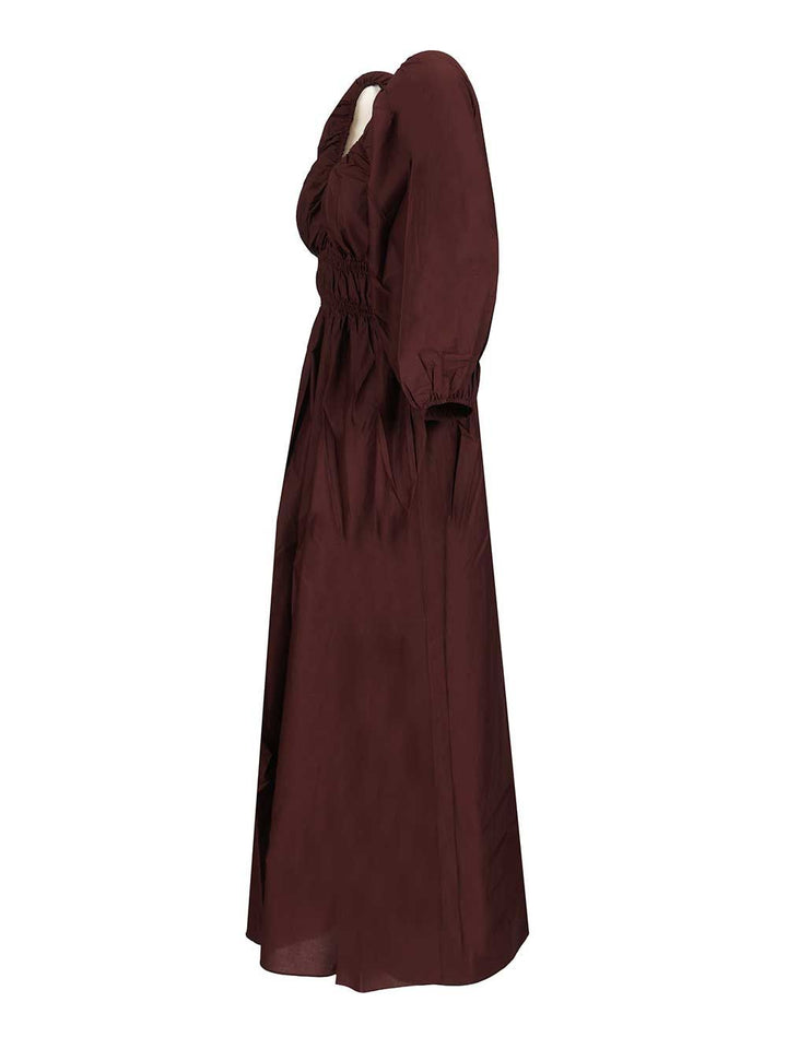 Matteau Shirred Plunge Button Dress Dresses - Bordeaux | 44c627458f0d5a0f77d6840679ced499542320f0